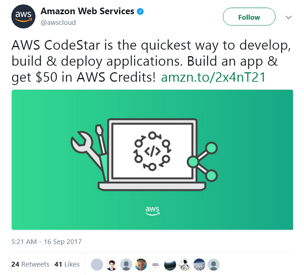 Amazon Web Services Tweet